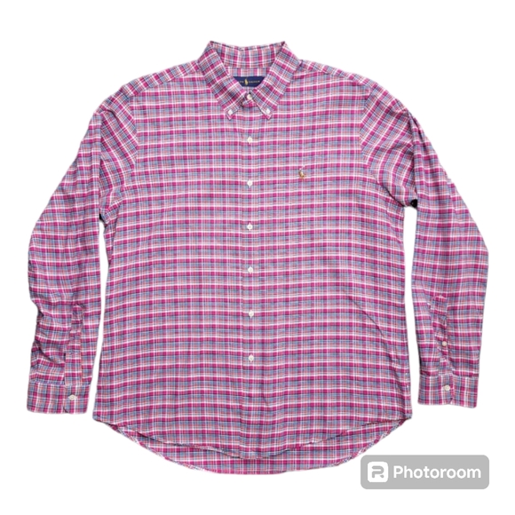 Ralph Lauren Mens Shirt XXL Pink Plaid Button Down Long Sleeve Naked Pony Preppy - Picture 2 of 11